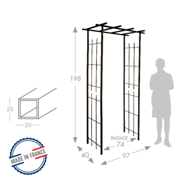 Pergola Louis Moulin modèle Etroit fer vieilli en acier