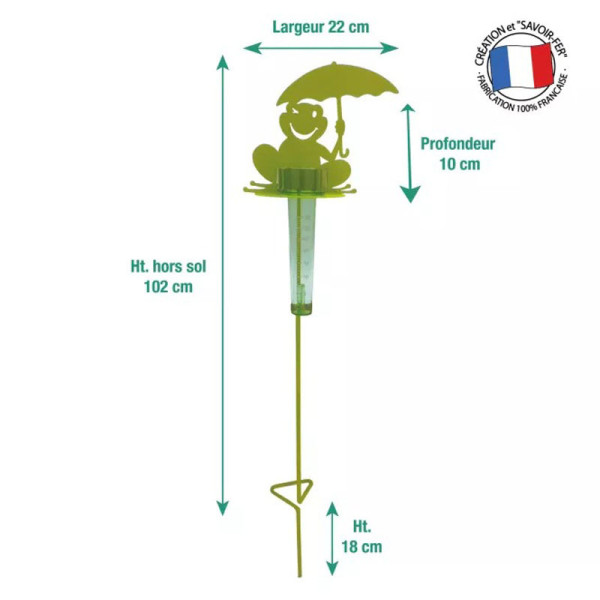 Pluviomètre Grenouille à piquer Louis Moulin vert anis