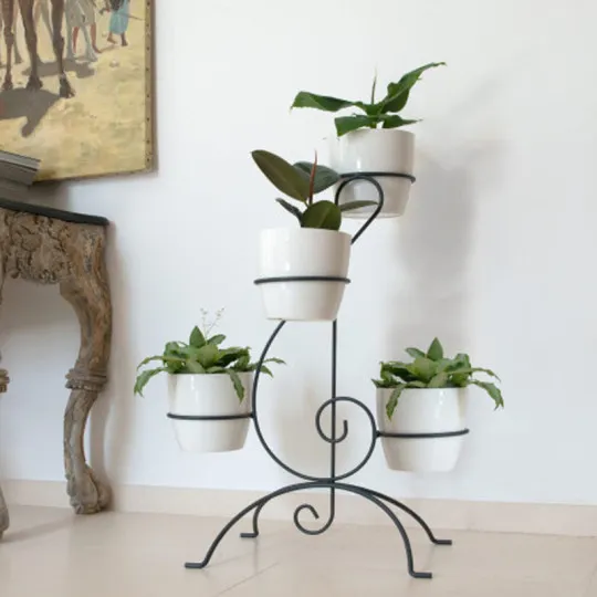 Porte plantes Louis Moulin Clé de sol 4 pots anthracite