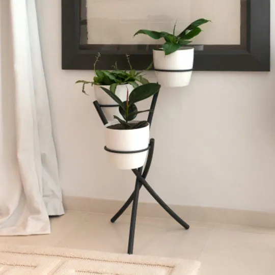 Porte plantes Louis Moulin Tube 3 pots anthracite