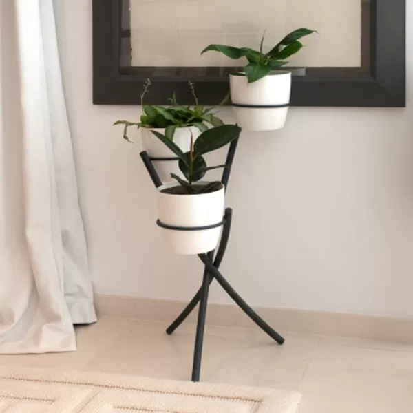 Porte plantes Louis Moulin Tube 3 pots anthracite