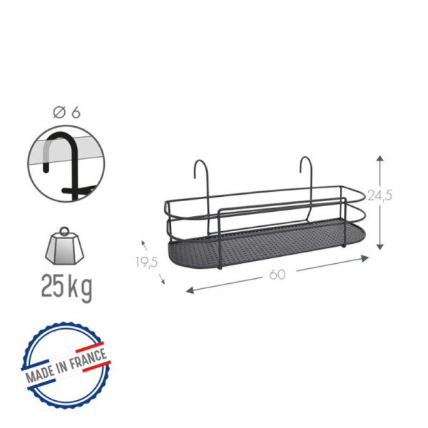 Balconnière Louis Moulin support pour plante sur balcon métal anthracite
