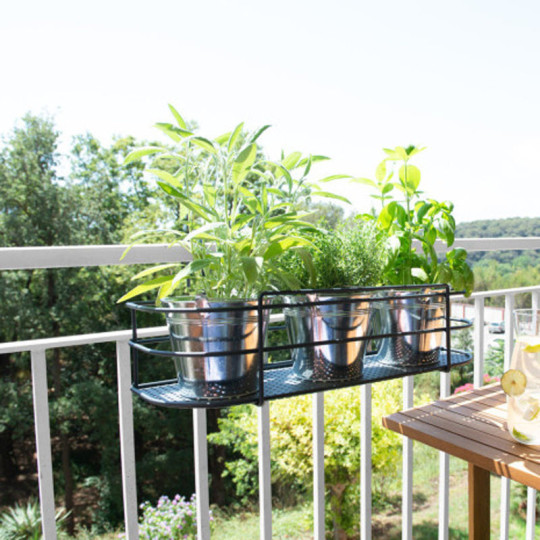 Balconnière Louis Moulin support pour plante sur balcon métal anthracite