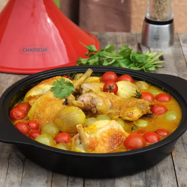 Tajine en fonte CHASSEUR rouge - 2 tailles