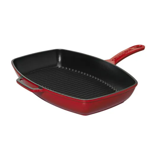 Poêle grill rectangulaire en fonte CHASSEUR 28x24cm - 2 coloris