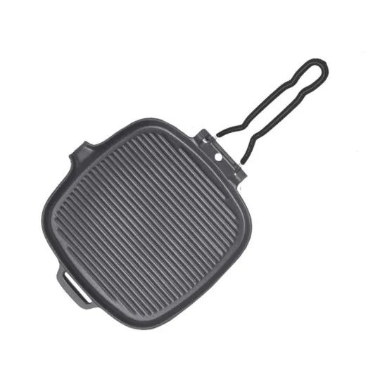 Grill en fonte CHASSEUR poignée rabattable noir mat - 2 tailles