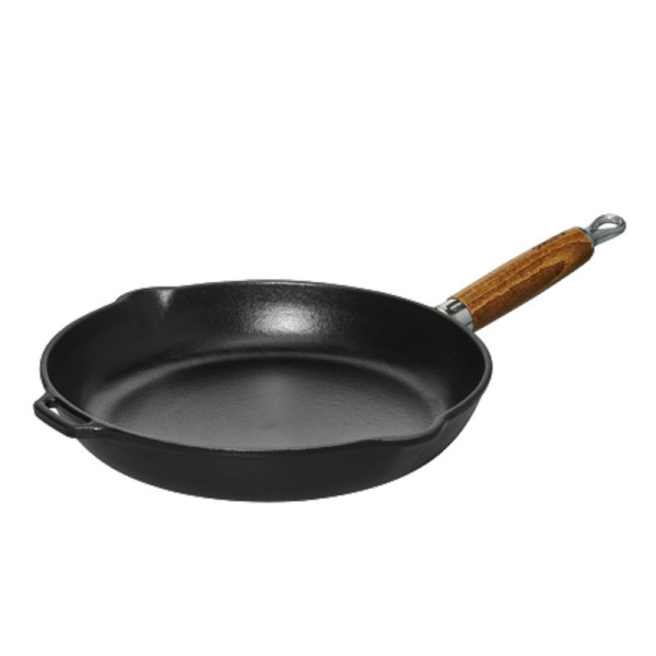 Poêle ronde en fonte CHASSEUR 28cm manche en bois - 2 coloris