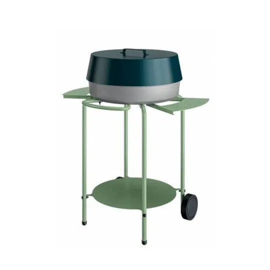 Barbecue-plancha en fonte INVICTA sur chariot O'Gustin