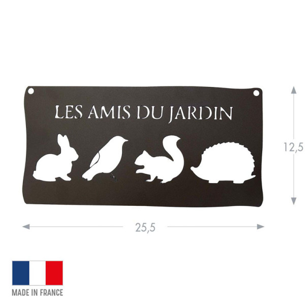 Pancarte décorative LES AMIS DU JARDIN Louis Moulin en métal - 2 coloris
