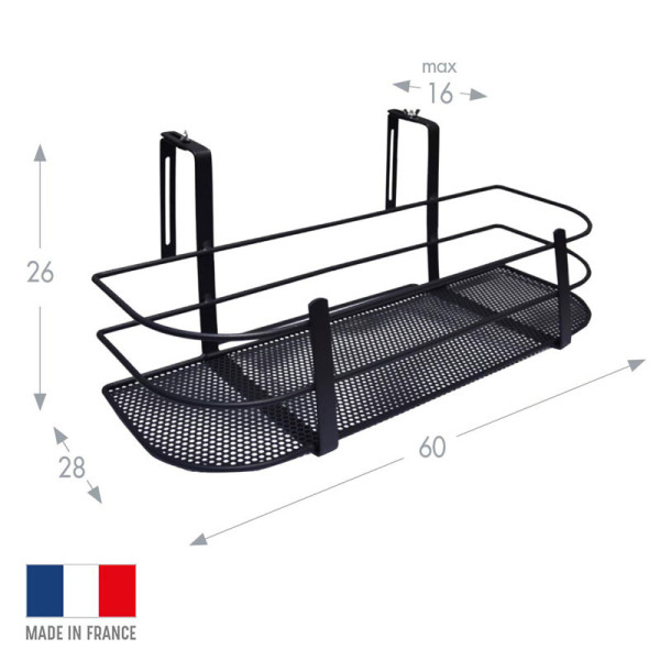 Support Louis Moulin pour plantes et aromates sur balcon métal anthracite