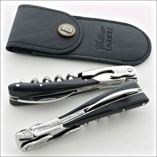Couteau sommelier CHATEAU LAGUIOLE Collection Melchior Corne noire