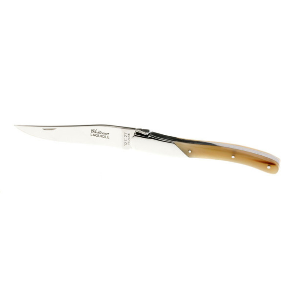 Couteau pliant CHATEAU LAGUIOLE Collection Signature Corne blonde