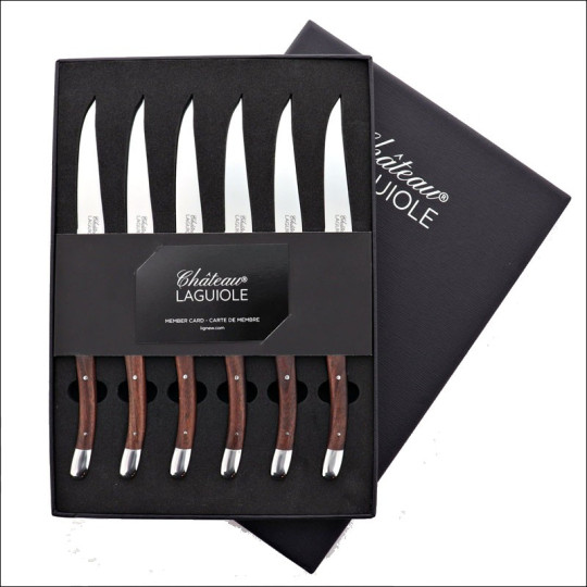 Coffret de 6 couteaux de table CHATEAU LAGUIOLE Collection Signature Bois de palissandre