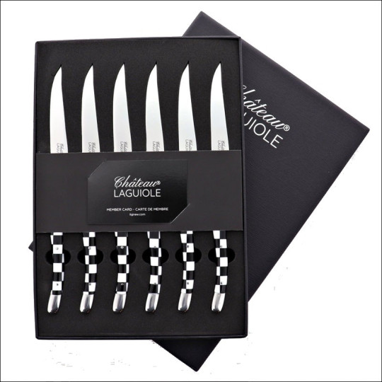 Coffret de 6 couteaux de table CHATEAU LAGUIOLE Collection Signature Pavé Mosaïque