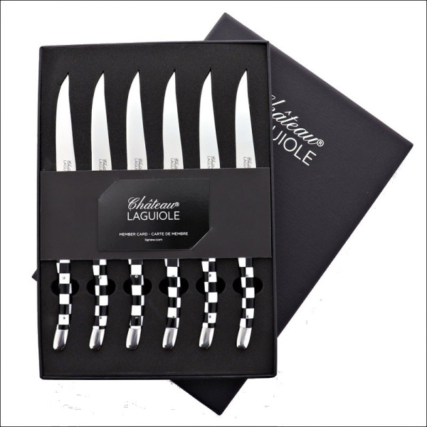 Coffret de 6 couteaux de table CHATEAU LAGUIOLE Collection Signature Pavé Mosaïque