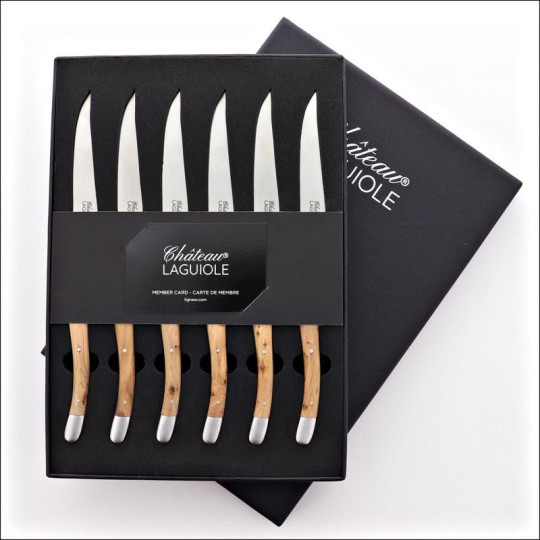 Coffret de 6 couteaux de table CHATEAU LAGUIOLE Collection Signature Bois de cade