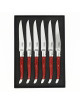 Coffret de 6 couteaux de table CHATEAU LAGUIOLE Collection Héritage Stamina rouge