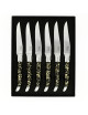 Coffret de 6 couteaux de table CHATEAU LAGUIOLE Collection Héritage Aurum résine noire