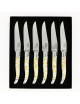 Coffret de 6 couteaux de table CHATEAU LAGUIOLE Collection Héritage Aurum résine blanche