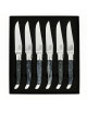Coffret de 6 couteaux de table CHATEAU LAGUIOLE Collection Héritage Os teinté noir