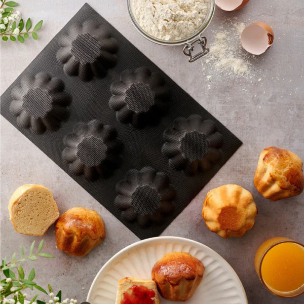 Moule à gâteau 6 briochettes FLEXIPAN en silicone 29.5x19.5cm