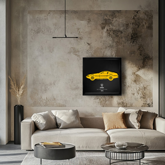 Cadre mural ERIC HARDY 50x50cm FERRARI 365 GTB4 DAYTONA acier et bois