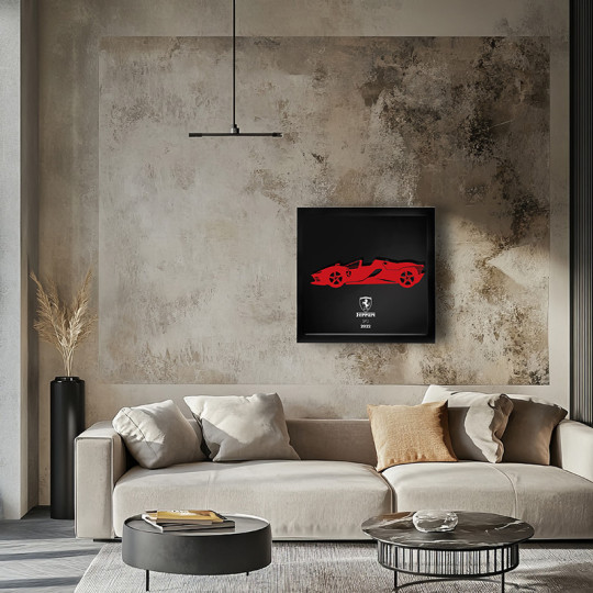 Cadre mural ERIC HARDY 50x50cm FERRARI SP3 acier et bois
