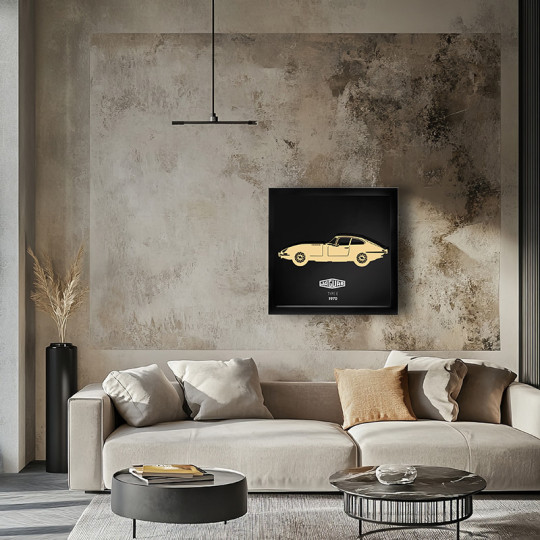 Cadre mural ERIC HARDY 50x50cm JAGUAR TYPE E acier et bois