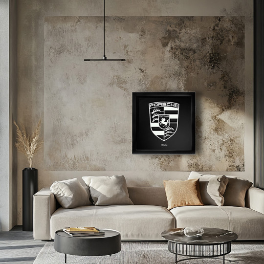Cadre mural ERIC HARDY 50x50cm LOGO PORSCHE 911 acier et bois