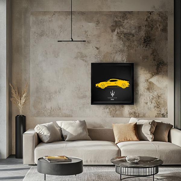 Cadre mural ERIC HARDY 50x50cm MASERATI MC20 acier et bois