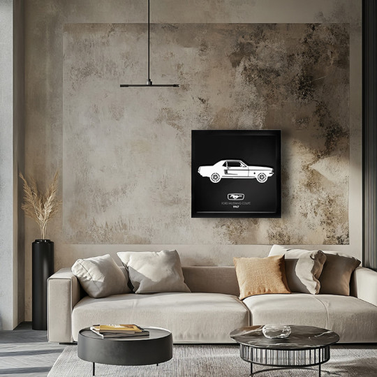 Cadre mural ERIC HARDY 50x50cm MUSTANG COUPE acier et bois