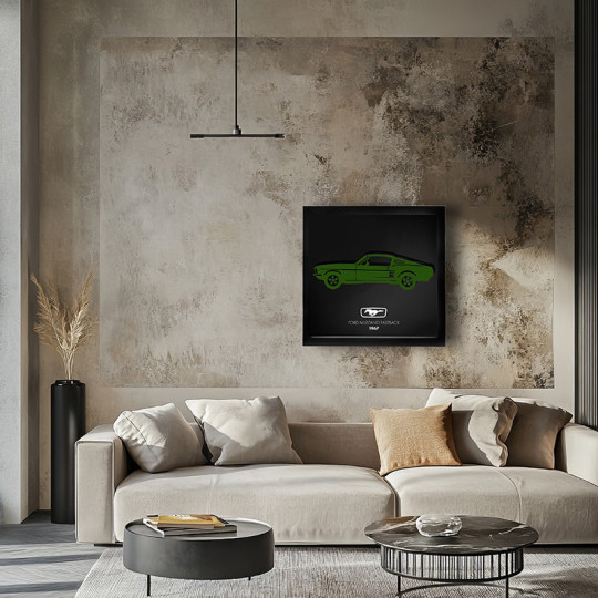 Cadre mural ERIC HARDY 50x50cm MUSTANG FASTBACK acier et bois