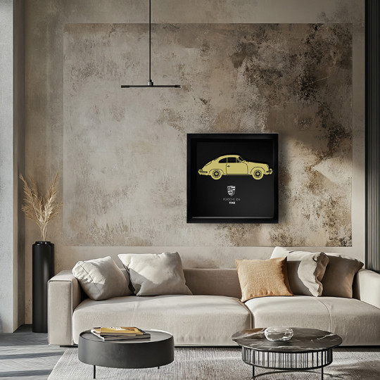 Cadre mural ERIC HARDY 50x50cm PORSCHE 356 acier et bois