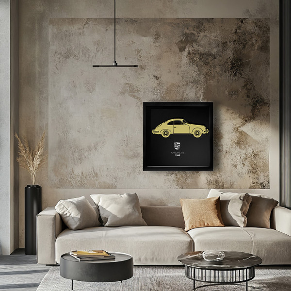 Cadre mural ERIC HARDY 50x50cm PORSCHE 356 acier et bois