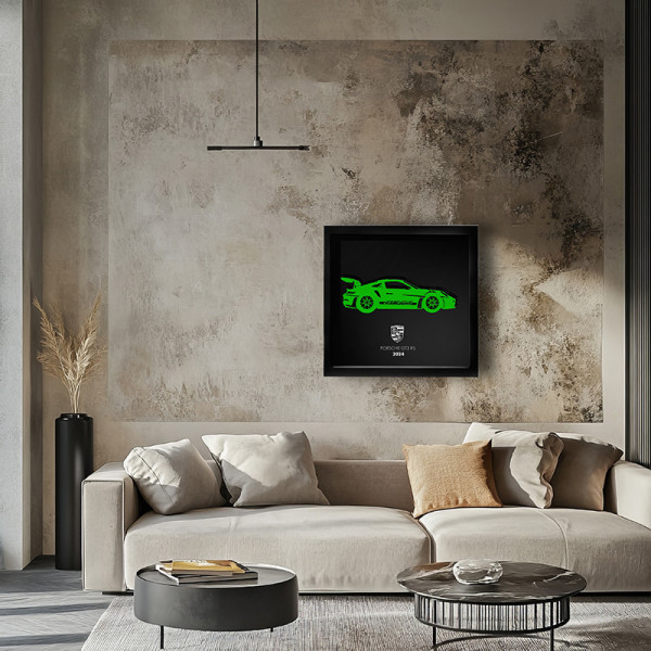 Cadre mural ERIC HARDY 50x50cm PORSCHE GT3 RS acier et bois