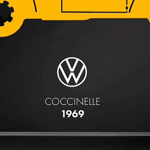 Cadre mural ERIC HARDY 50x50cm VW COCCINELLE acier et bois