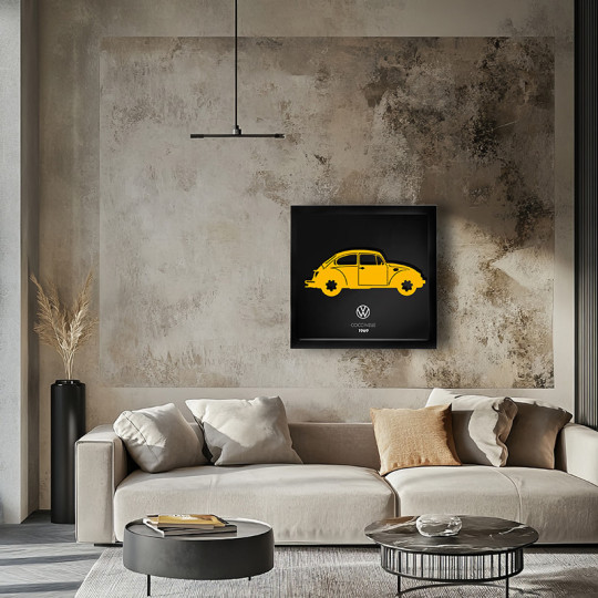 Cadre mural ERIC HARDY 50x50cm VW COCCINELLE acier et bois