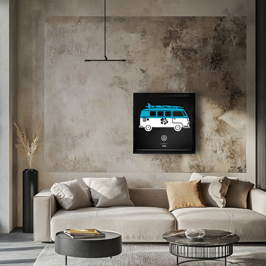 Cadre mural ERIC HARDY 50x50cm VW COMBI T1 acier et bois