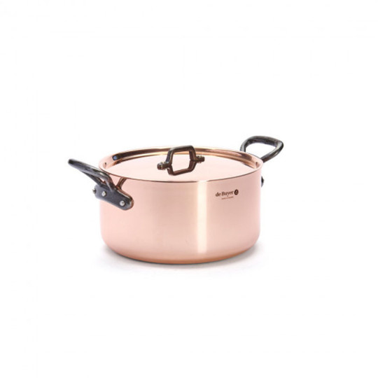 Faitout cocotte DE BUYER Prima Matera en cuivre poignée acier - 4 tailles