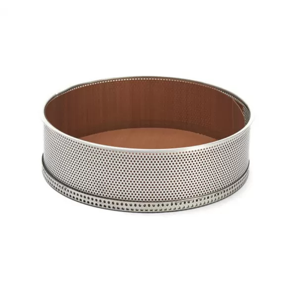 Moule rond DE BUYER à fond démontable en inox perforé 20cm