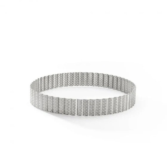 Cercle à tarte DE BUYER rond cannelé en inox perforé - 3 tailles