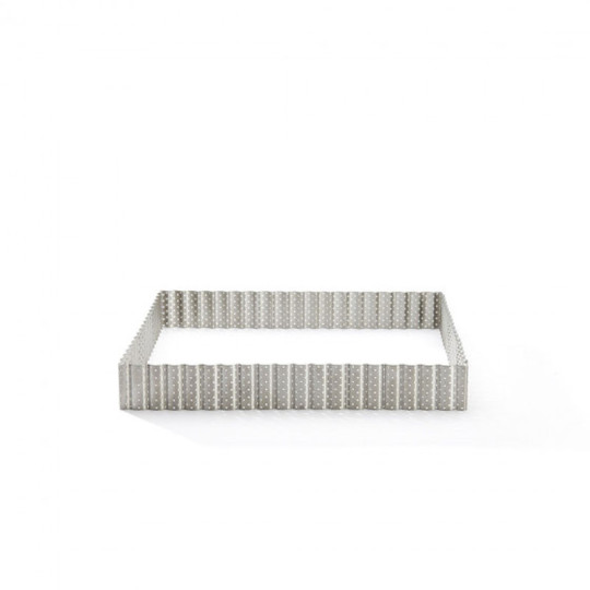 Cercle à tarte DE BUYER carré cannelé en inox perforé 23cm