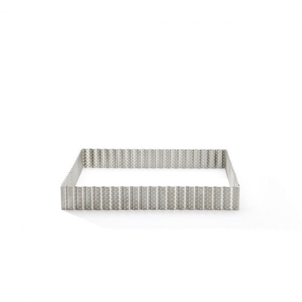 Cercle à tarte DE BUYER carré cannelé en inox perforé 23cm