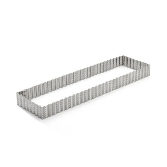 Cercle à tarte DE BUYER rectangulaire cannelé en inox perforé 35cm