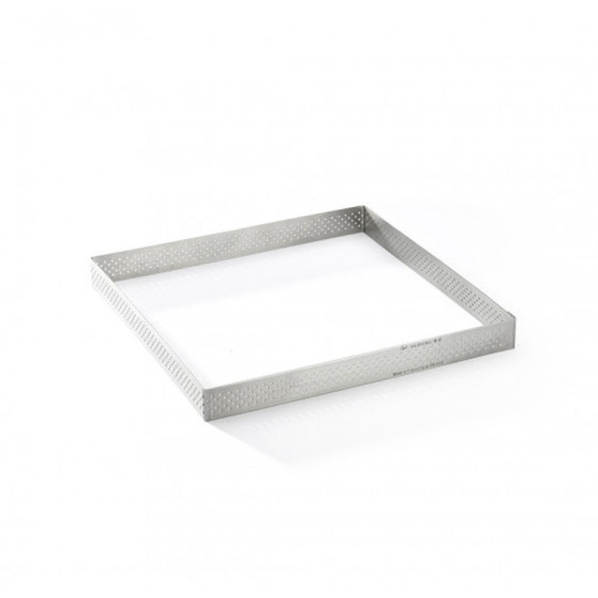 Cercle à tarte carré DE BUYER Valrhona en inox perforé - 2 tailles