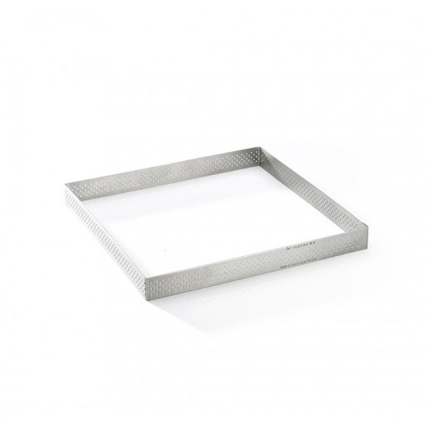 Cercle à tarte carré DE BUYER Valrhona en inox perforé - 2 tailles