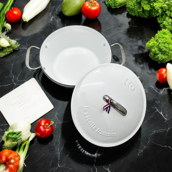 Cocotte en fonte LA COCOTTE FRANCAISE 26cm Blanc neige des massifs pyrénéens