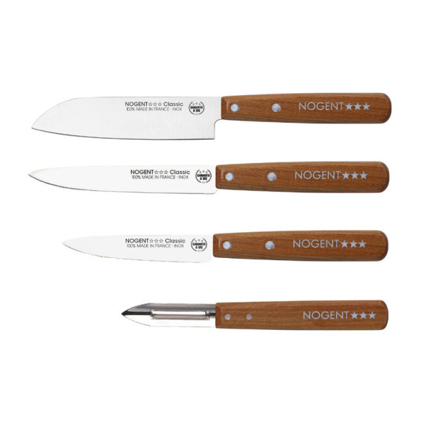 Coffret Chefs Cuisine Cerisier NOGENT 4 pièces couteaux