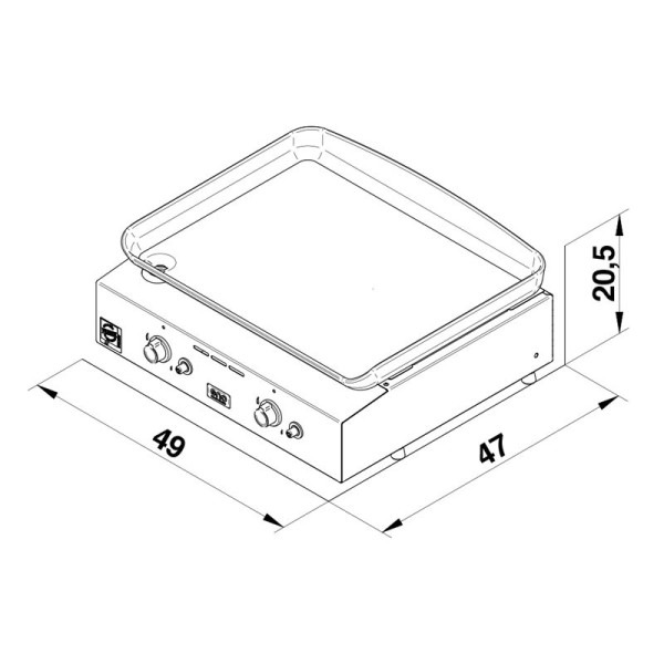 Plancha gaz ENO Initial 50cm 2 brûleurs inox