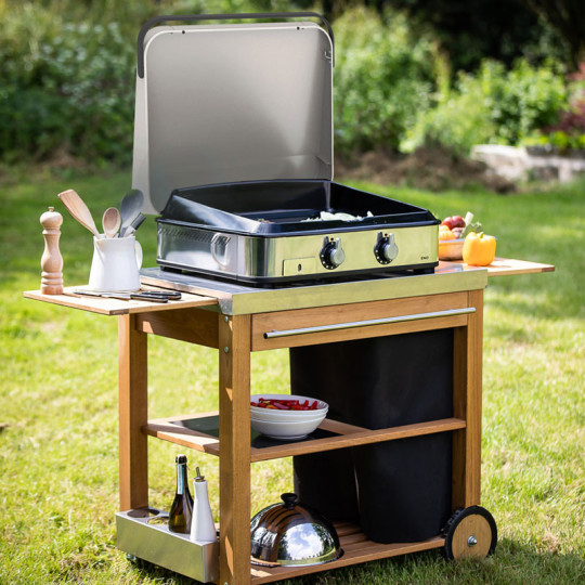 Chariot Mobilot pour plancha ENO bois et inox
